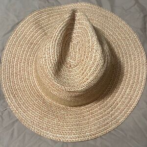 Vince Camuto Tan Woven Hat with Wide Brim